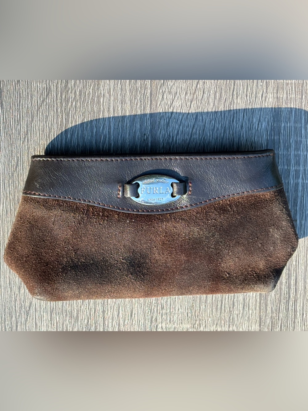 Furla Suede Leather Mini Cosmetic Bag